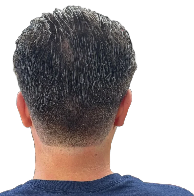 Taper fade haircut done at client's home in Delaware
